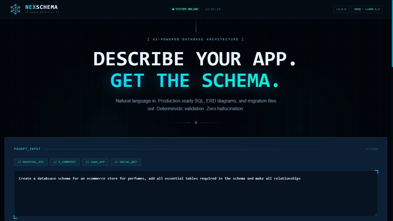 NexSchema: AI Schema Generator preview